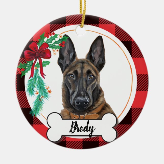 Belgiska Malinois Hund Ornament (Framsidan)
