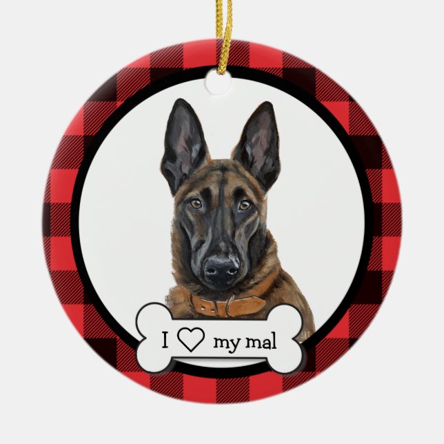Belgiska Malinois Hund Ornament (Framsidan)