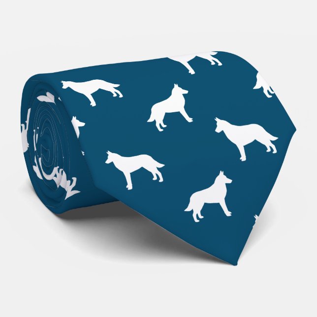 Belgiska Malinois Hund Silhouettes Mönster Blue Slips (Rullad)