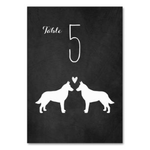 Belgiska Malinois Hund Silhouettes Wedding Recepti Bordsnummer