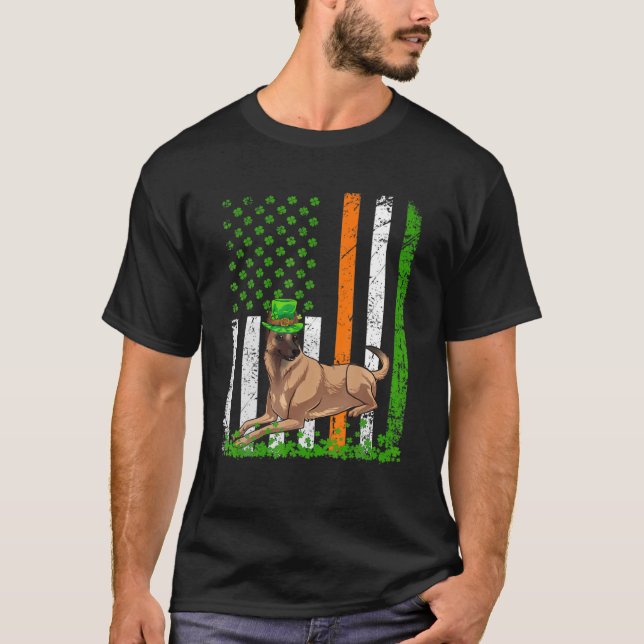 Belgiska Malinois Hund St patricks day Irish Ameri T Shirt (Framsida)