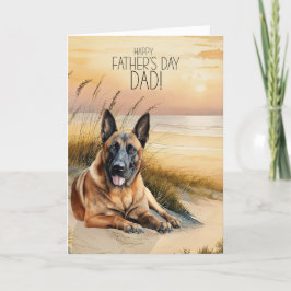 Belgiska Malinois Hund Sunset Beach Fars dag Helgkort