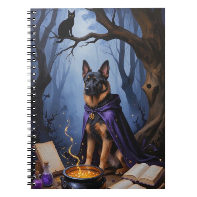 Belgiska Malinois Hund Whimsical Halloween Paintin Anteckningsbok (Framsidan)