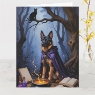 Belgiska Malinois Hund Whimsical Halloween Paintin Kort