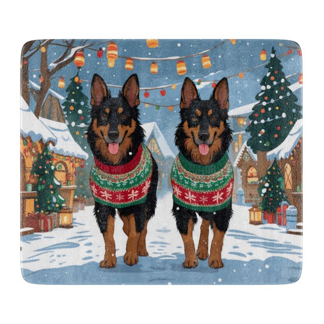 Belgiska Malinois-hundar Jul Snö Högtid  (Framsidan)