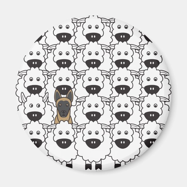 Belgiska Malinois i får Magnet (Framsidan)
