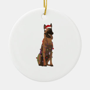 Belgiska Malinois jul Ljus Julafton Hund älskare Julgransprydnad Keramik