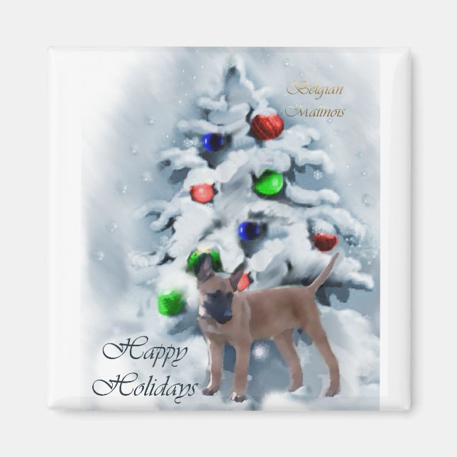 Belgiska malinois-julklappar magnet (Framsidan)