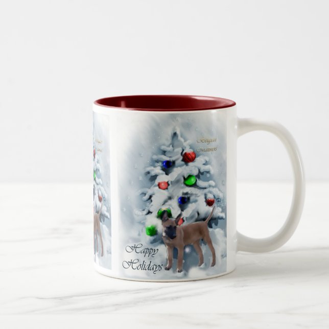 Belgiska malinois-julklappar Två-Tonad mugg (Höger)