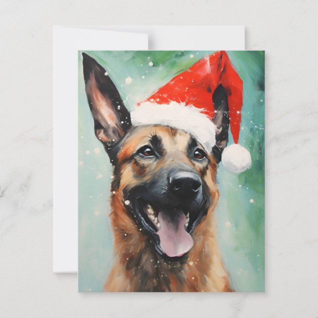 Belgiska malinois-julpenselmålning julkort (Framsida)