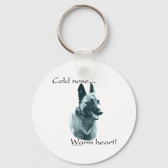Belgiska Malinois Kall Nose Warm Hjärtnyckelring Nyckelring (Framsida)