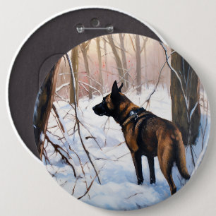 Belgiska Malinois Låt det snöa jul Knapp