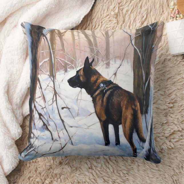 Belgiska Malinois Låt det snöa jul Kudde (Filt)