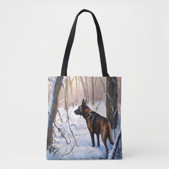 Belgiska Malinois Låt det snöa jul Tygkasse (Framsida)
