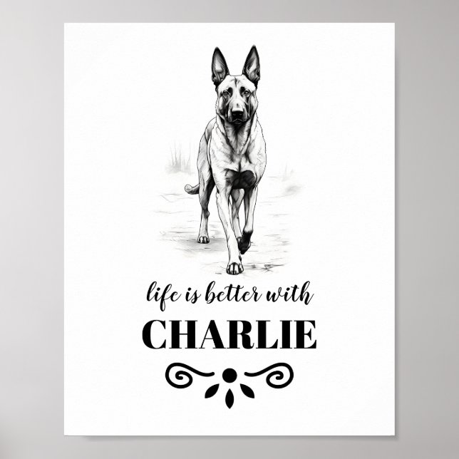 Belgiska Malinois Life är bättre Anpassningsbar Hu Poster (Framsidan)