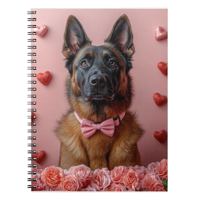 Belgiska Malinois med Ro - Alla hjärtans dag Anteckningsbok (Framsidan)