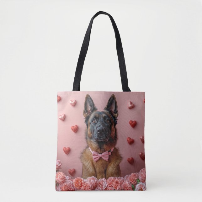 Belgiska Malinois med Ro - Alla hjärtans dag Tygkasse (Framsida)