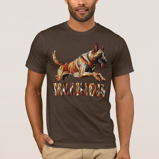 Belgiska Malinois - Mosaic Art T Shirt (Framsida)