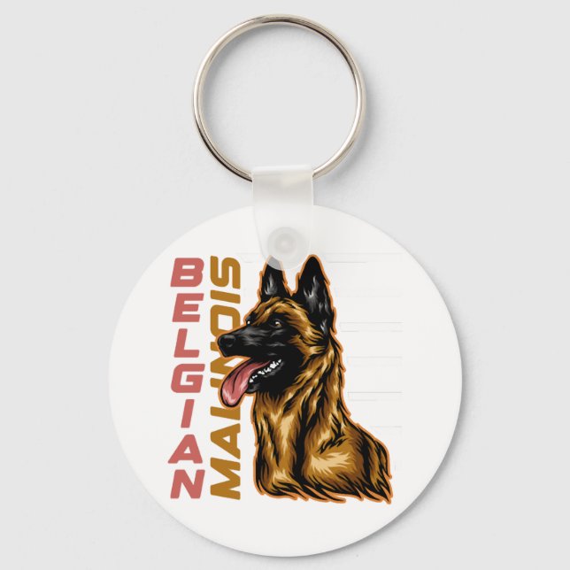 Belgiska Malinois Nyckelring (Framsida)