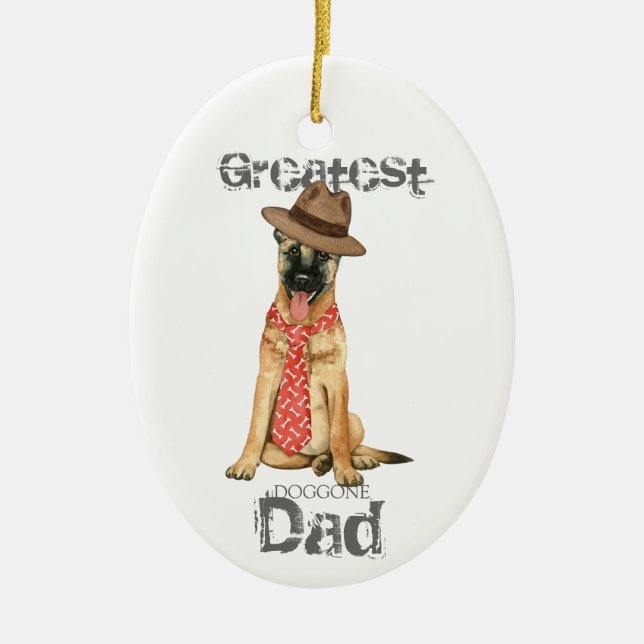 Belgiska Malinois Pappa Ceramic Ornament (Framsidan)