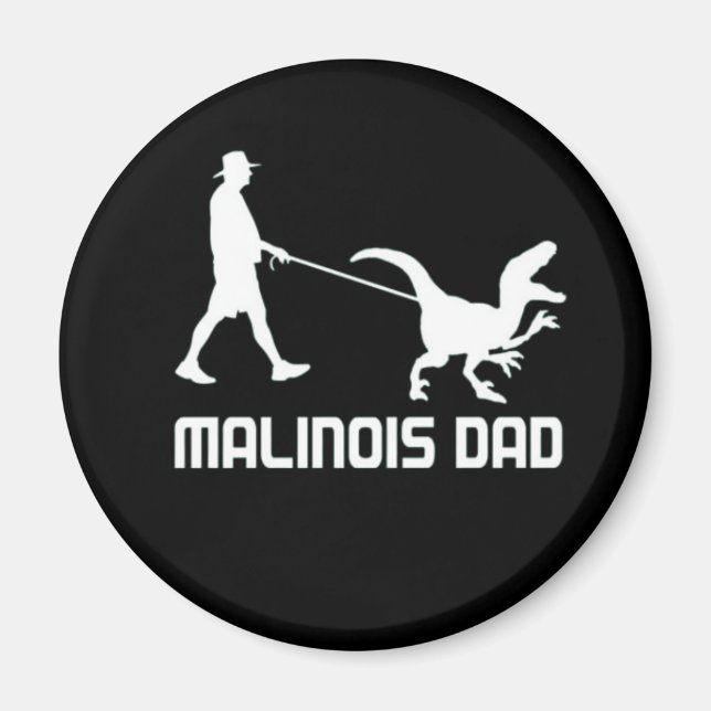 Belgiska Malinois Pappa Dinosaur Funny Gift to Hus Magnet (Framsidan)