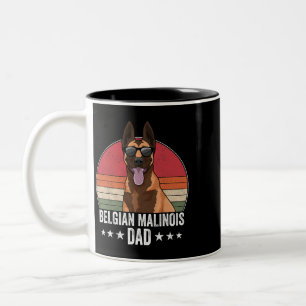 Belgiska Malinois Pappa Hund Sunset Retro Stil för Två-Tonad Mugg
