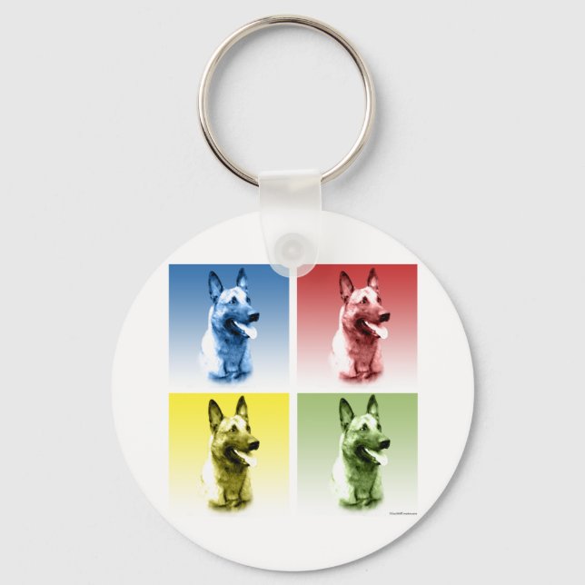 Belgiska Malinois Pop Art Nyckelring (Framsida)