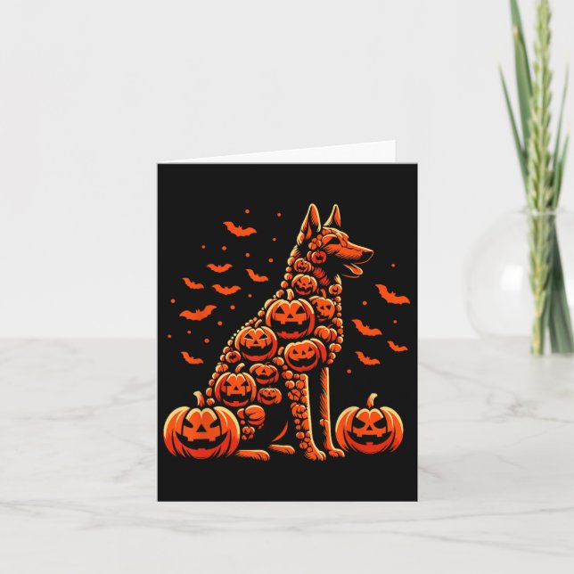Belgiska Malinois Pumpkin Jack o lantern Halloween Kort (Framsida)