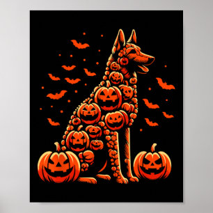 Belgiska Malinois Pumpkin Jack o lantern Halloween Poster