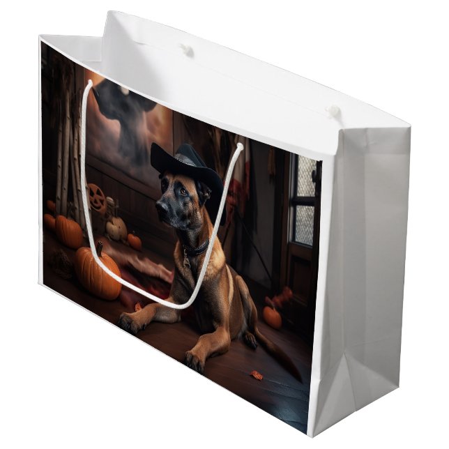 Belgiska Malinois Pumpkins Halloween Scary (Framsidan Vinklad)