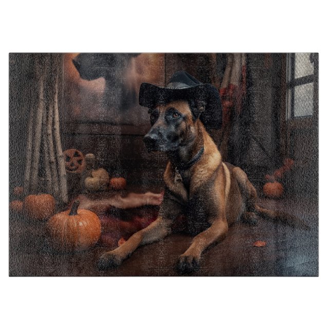 Belgiska Malinois Pumpkins Halloween Scary (Framsidan)