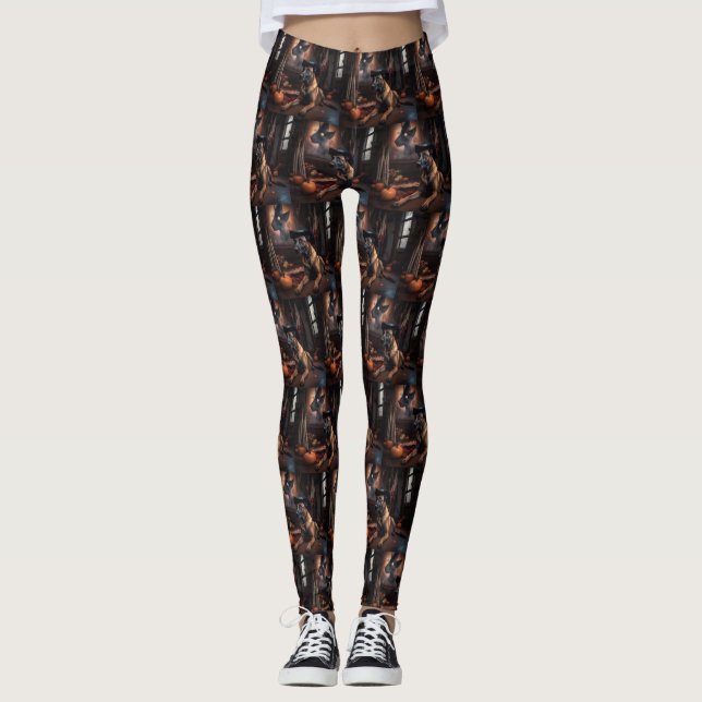 Belgiska Malinois Pumpkins Halloween Scary Leggings (Framsida)