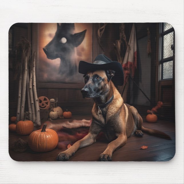 Belgiska Malinois Pumpkins Halloween Scary Musmatta (Framsidan)