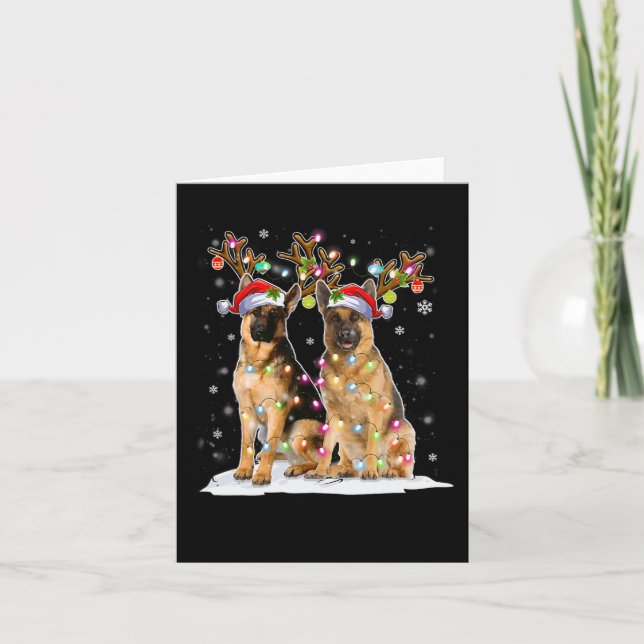 Belgiska Malinois Reindeer Hat Santa jul Ligh Kort (Framsida)
