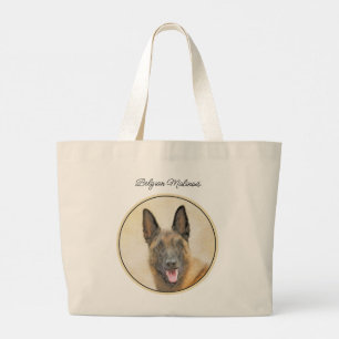 Belgiska Malinois Shepherd Mahogany Painting Art Jumbo Tygkasse