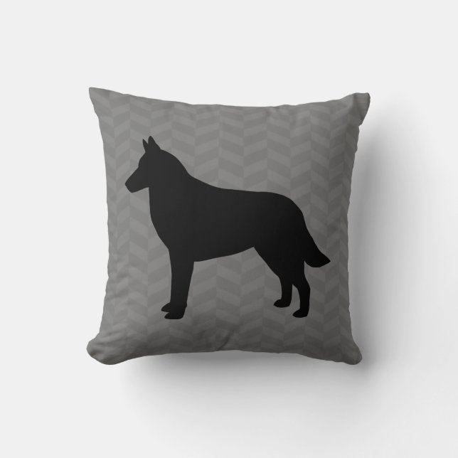 Belgiska Malinois Silhouette Kudde (Framsida)