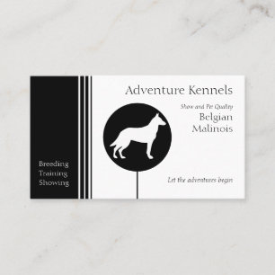 Belgiska Malinois Silhouette Modern Black White Visitkort