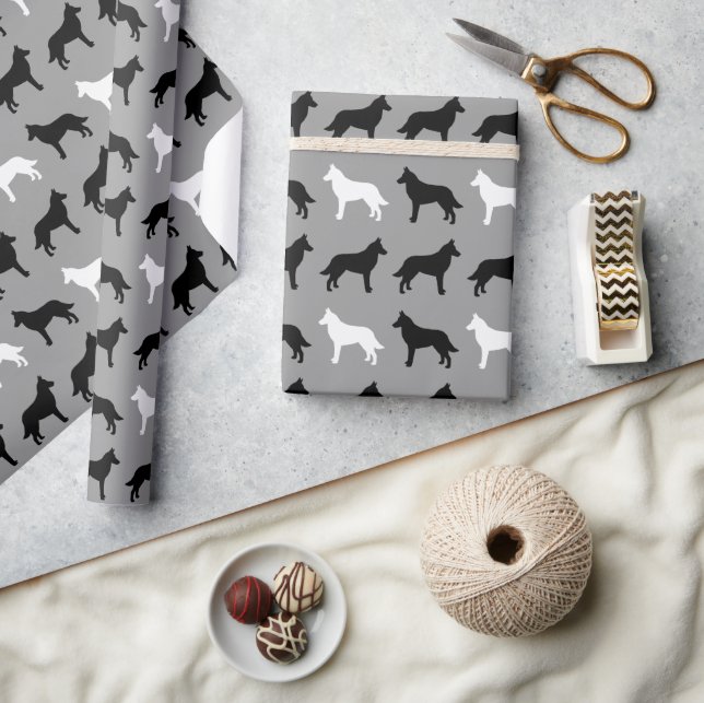 Belgiska Malinois Silhouettes Mönster Presentpapper (Hantverk)