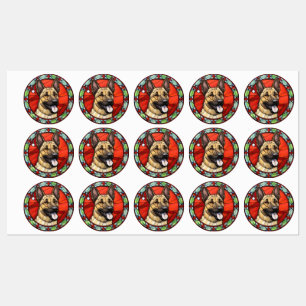 Belgiska Malinois Stached Glass-jul Klistermärke