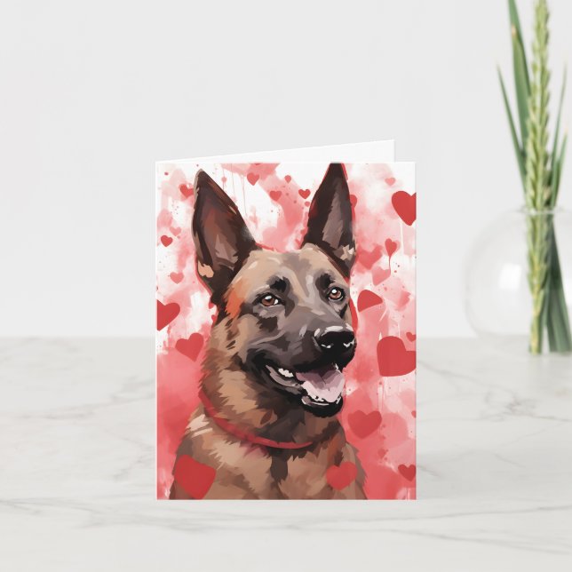 Belgiska Malinois Valentines day Kort (Framsida)