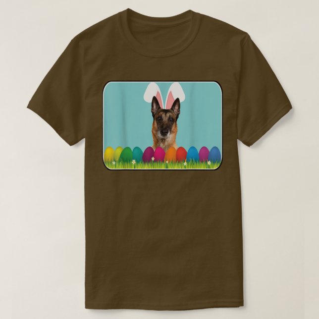 Belgiska Malinois w Bunny Öron  T Shirt (Design framsida)