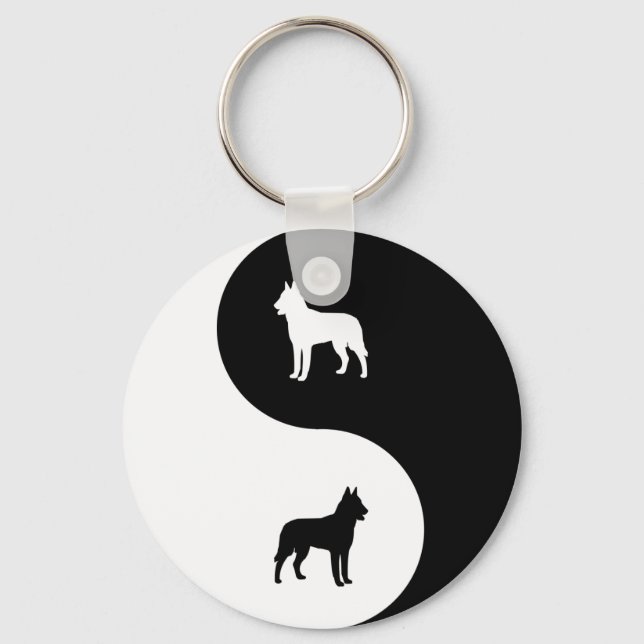 Belgiska Malinois Yin Yang Nyckelring (Framsida)