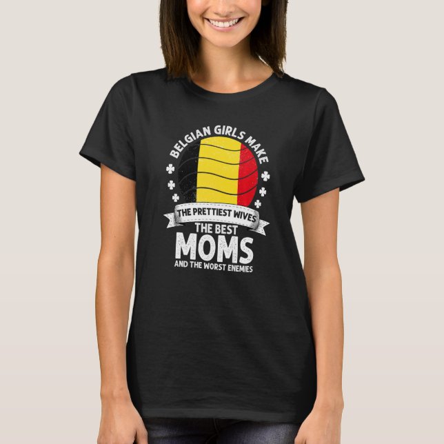 Belgiska Mamma Belgien Mors dag Mamma Belgiska Ame T Shirt (Framsida)
