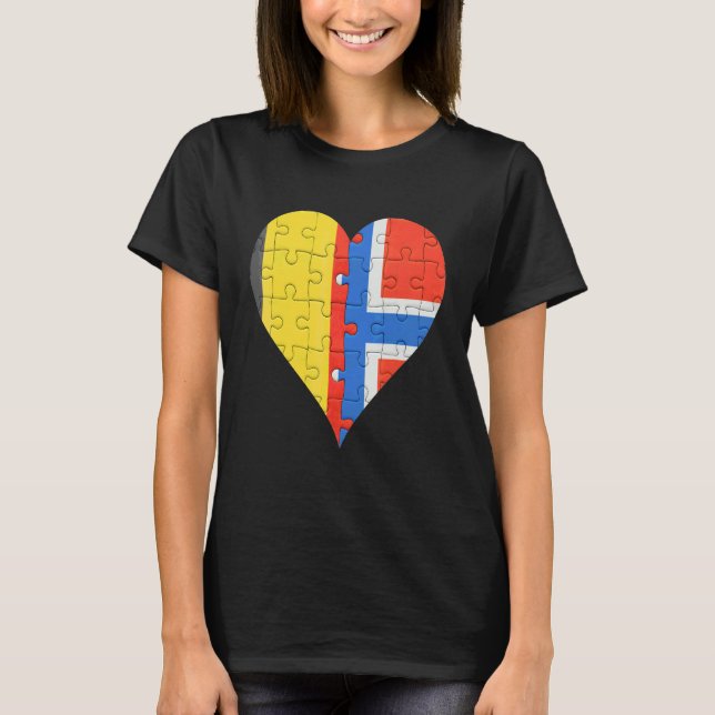 Belgiska norska Flagga Heart T Shirt (Framsida)