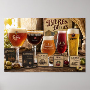 Belgiska ölutskrifter och smakpostrar poster