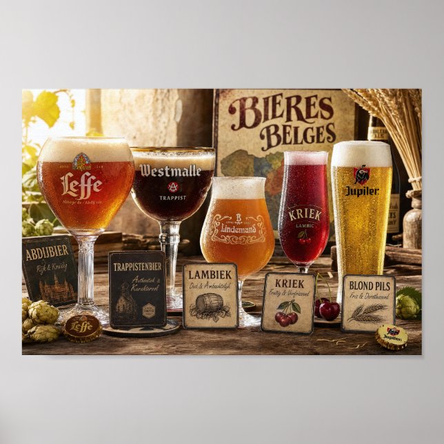 Belgiska ölutskrifter och smakpostrar poster (Framsidan)