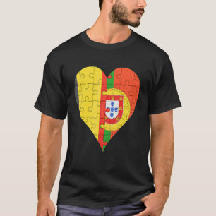 Belgiska portugisiska Flagga Heart T Shirt