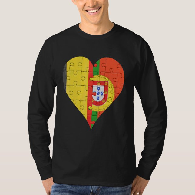 Belgiska portugisiska Flagga Heart T Shirt (Framsida)