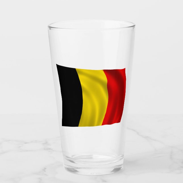 Belgiska Pridet Glass Tumbler - Bold National Flag Glaskopp (Framsida)