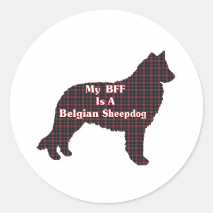 Belgiska Sheepdog BFF Sticker Runt Klistermärke